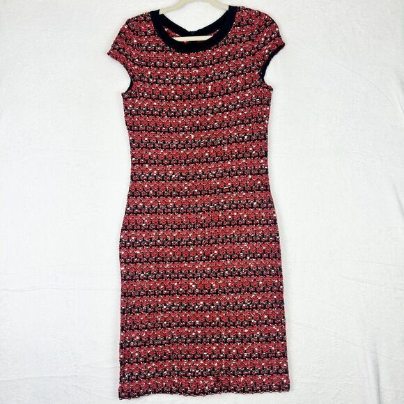 St John Wool Blend Tweed Sheath Dress Size 6 Cap Sleeve Quiet Luxury
